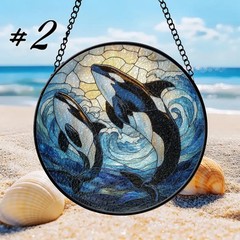 Orca Whale Stained Glass Suncatcher Marine Ocean Art Gift