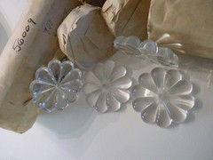 65 1980’s Czech. Cut Lead Glass Prisms, Large Center Hole Rosettes. 2 3/4″.