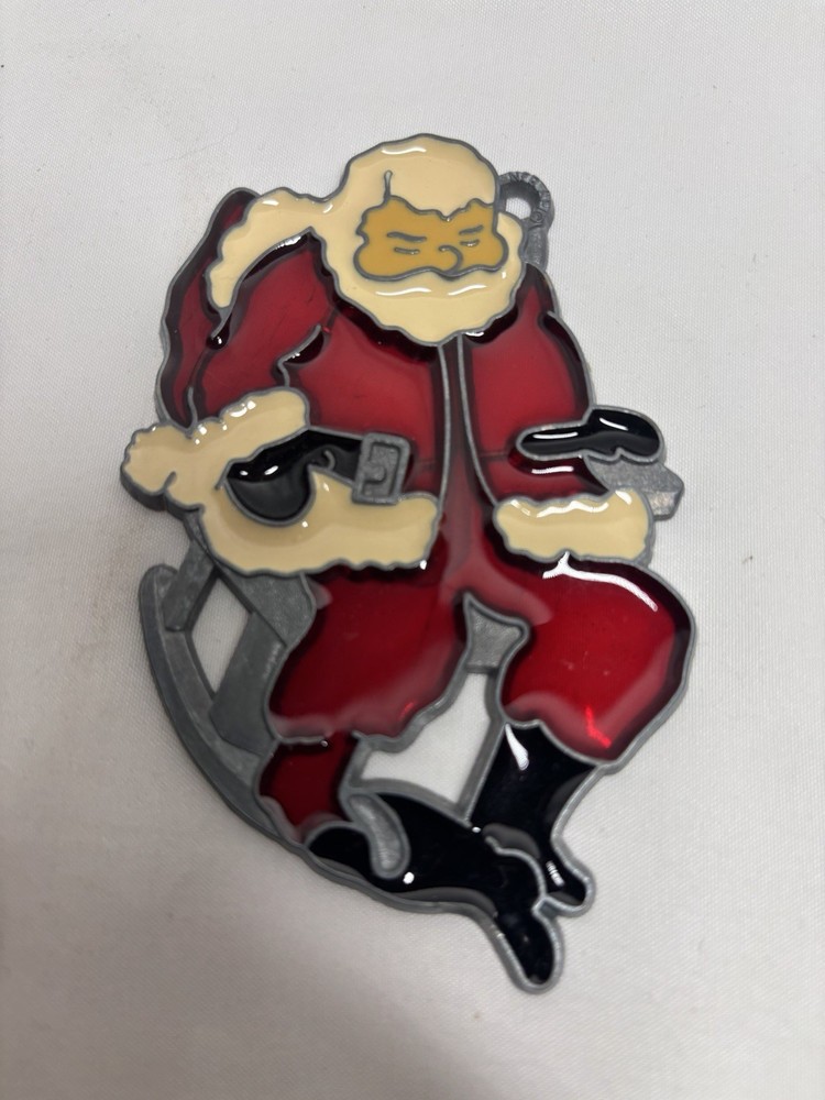 Vintage Stained Glass Santa Claus ornament Suncatcher