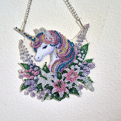 Unicorn Multicolor Rhinestone & Crystal Charm Cable Chain Wall Hanging