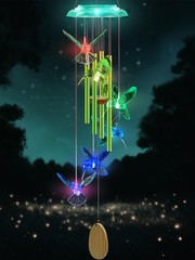 Wind Chimes,Hummingbird Solar Wind Chimes for Outside,Green Gradation Aluminu…