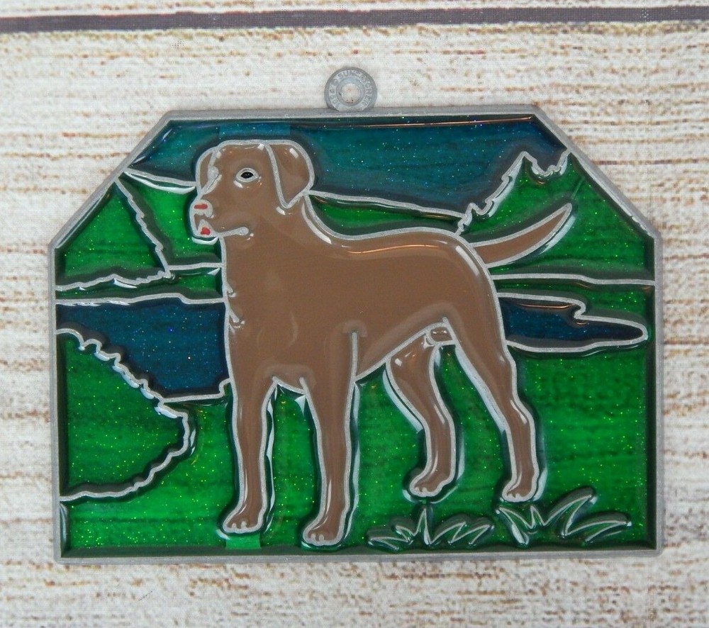 Vintage Suncatcher Golden Retriever Hunting Dog Window Decoration Ornament