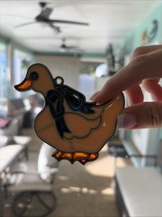 Suncatcher Metal Stained Glass Style Duck Ornament Cottagecore