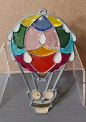Stained Glass Vintage Ornament Hot Air Balloon 4.5”