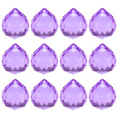 12-Pack Crystal Ball Prisms, 33.5mm/1.32 Inch Pendant Hanging [Purple]