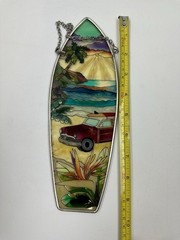 AMIA Studios 10” Surfboard Suncatcher Woody Wagon Beach Glass