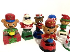 Lot of 13 Dancing Solar Powered BobbleHeads Christmas Santa Elf Bear Reindeer