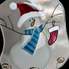 Fused Glass Snowman With Chimes Window Hanging Ornament Suncatcher Seasonal