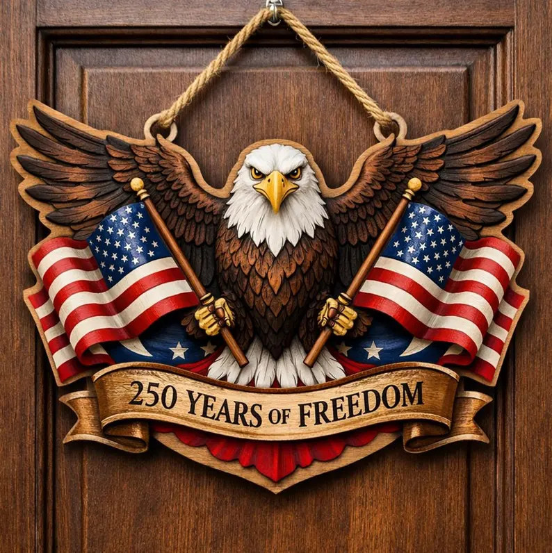 Printed America 250th Anniversary Wall Sign with Rope
