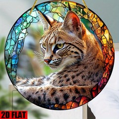 Color Border Bobcat Acrylic Suncatcher Balcony Patio Outdoor Hanging Ornament