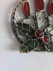 NEW Stained Glass Christmas Holiday Ornament Sun Catcher Cardinal & Candles