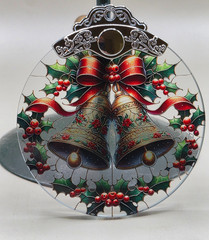 Christmas Glass Suncatcher Ornament Hanging Bell Holly Window Decoration BLS239