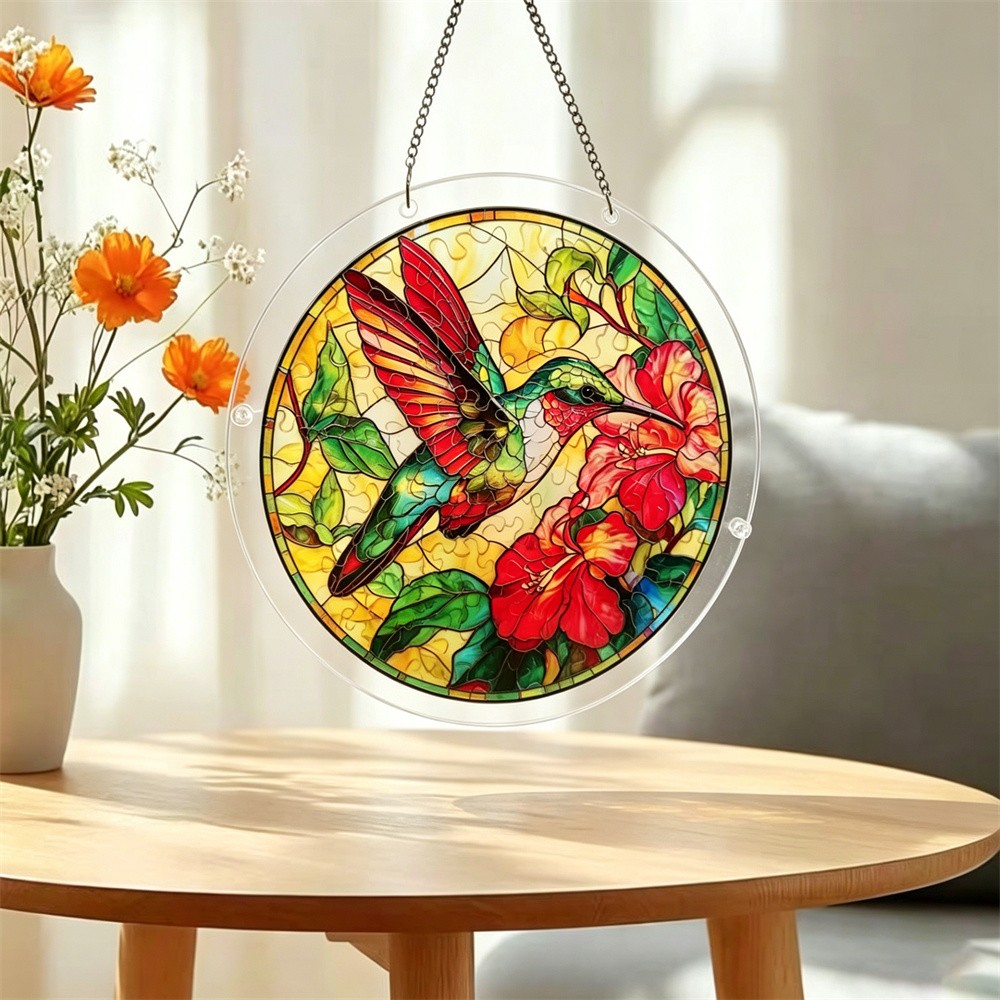 Acrylic Colorful Birds Sun Catcher 2D Flat Puzzle Window Spring Decor Wall