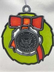 Vintage United States Congress Red & Green Wreath Ornament Suncatcher Christmas
