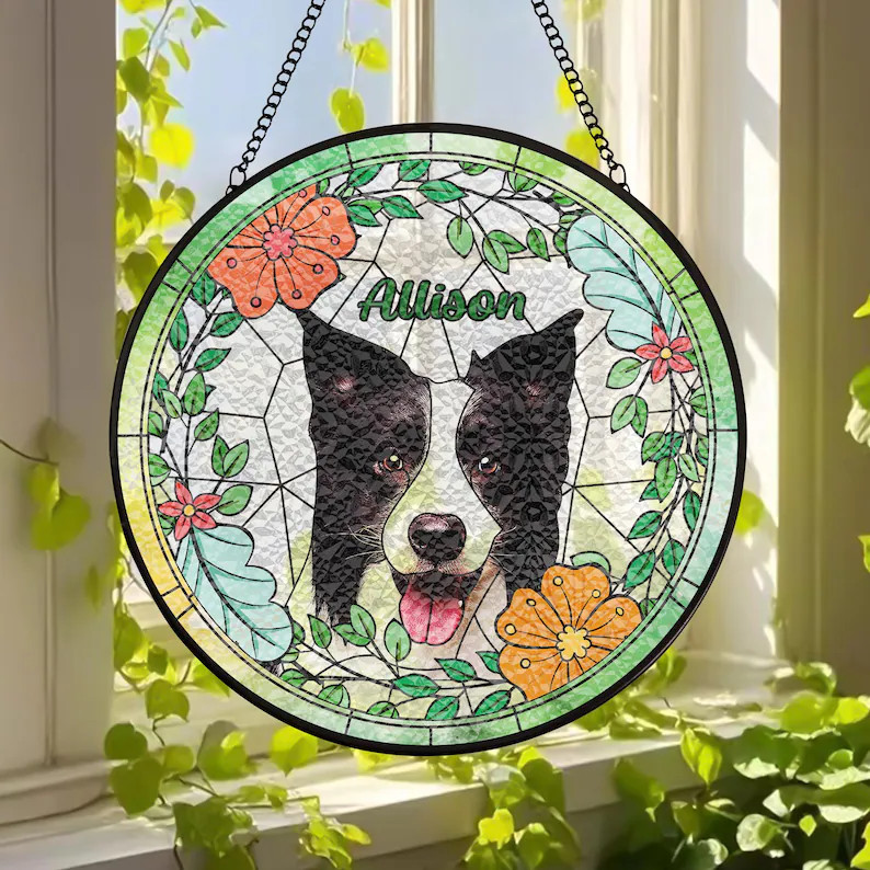 Custom Pet Portrait Stained Glass Suncatcher