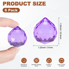 6-Pack Crystal Ball Prisms, 33.5mm/1.32 Inch Pendant Hanging [Purple]