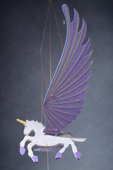 Hand Crafted Wooden Purple Unicorn Mobile