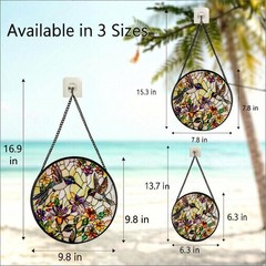 Hummingbird Stained Glass Sun Catcher for Windows 7.9 Inch Wildflower Design
