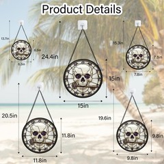 Stained Glass Window Hanging – Halloween Scary Skull Suncatcher for Doors Gar…