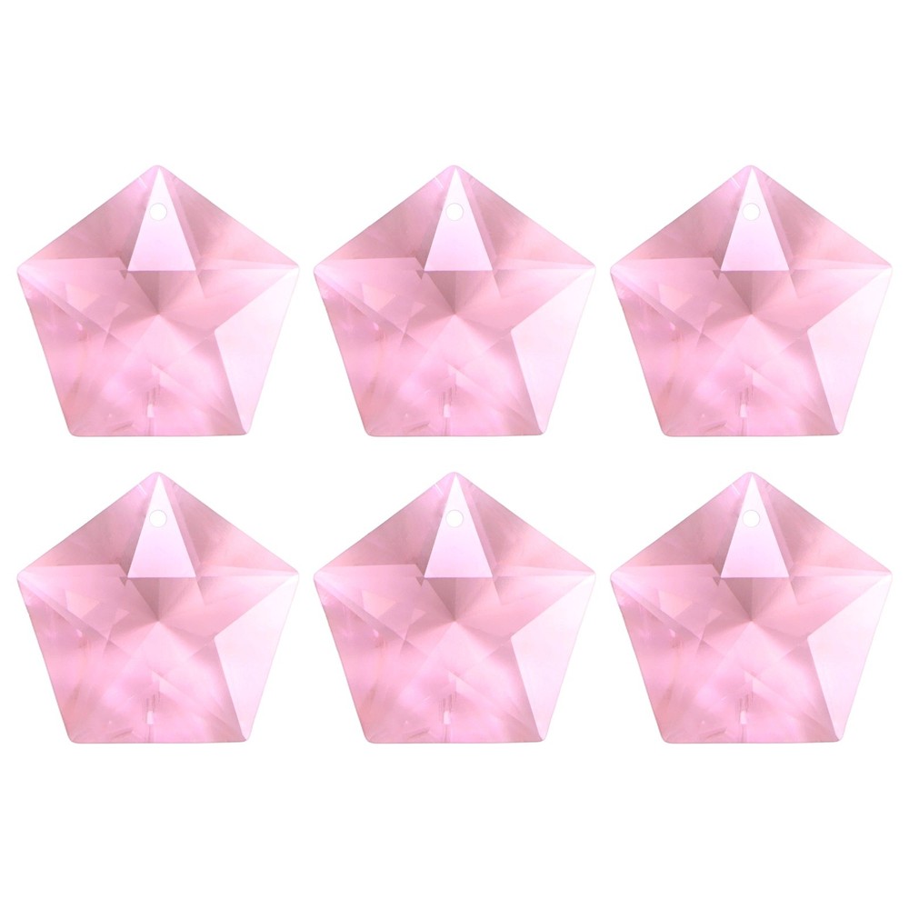 6PCS Crystal Five-Pointed Star Prisms, 30mm/1.18″ Pendant Hanging [Pink]