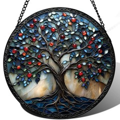 Colorful Tree of Life Suncatcher – 7.9″ Stained Glass Window Decor