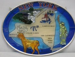 Amia New York State Hand-Painted Glass Suncatcher 5-1/4″ X 7″ 7446