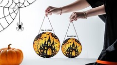 Handcrafted Halloween Suncatcher, Spooky Stained Glass Window Decor, HLW019