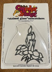 Vintage Makit & Bakit Candle Christmas Holiday Stained Glass Sun-catcher NOS
