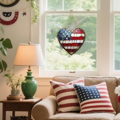 Flag Suncatcher Patriotic ACRYLIC 2D Flat FAST Free Ship 8 Inch US