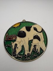 Cow & Calf Suncatcher Farm Scene Barn Stained Glass Style Window Decor