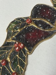 Christmas Wreath Suncatcher Textured Acrylic stained glass gold accents 9” tall