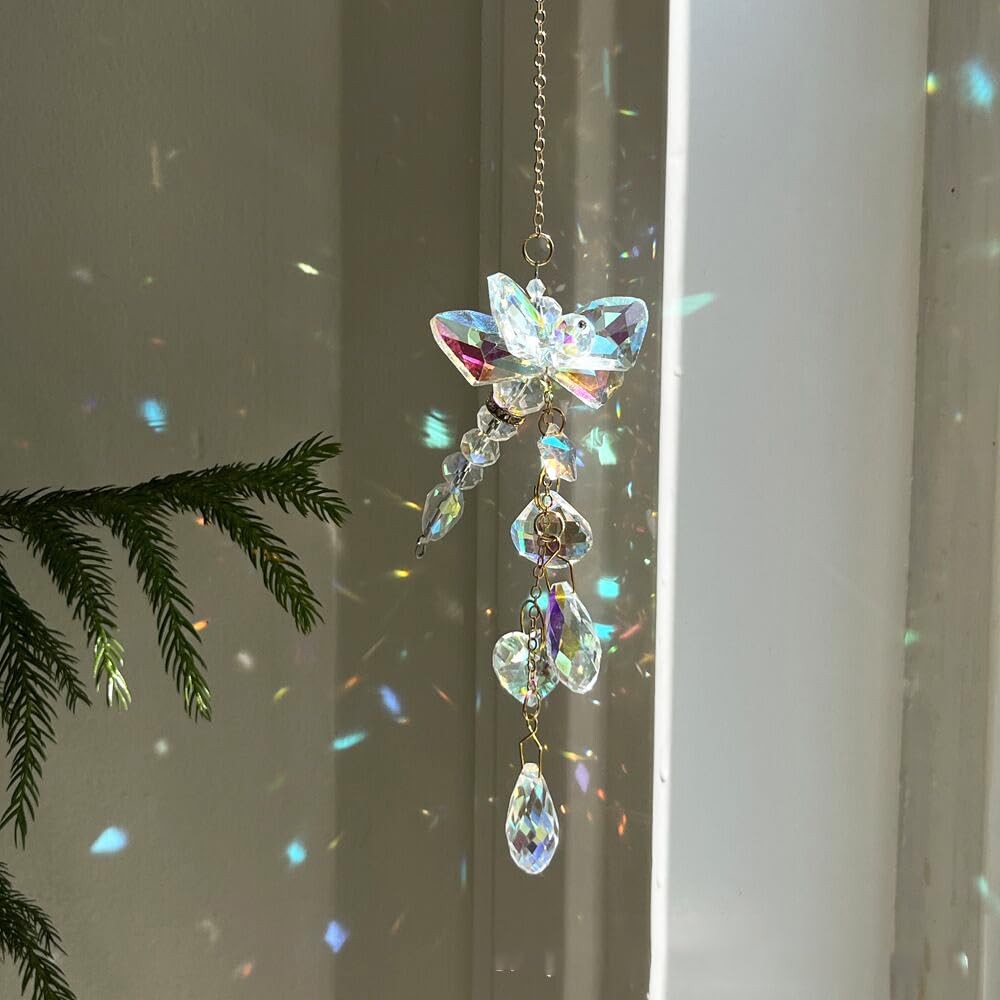 Dragonfly Crystal Sun Catcher for Window Hanging Rainbow Prism Beads Suncatcher