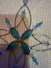 2 Snowflake Sun Catchers Teal Aqua