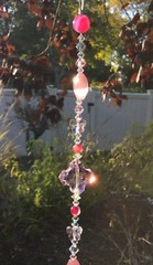 Handmade Pink Crystal Suncatcher/Prism W/Swarovski Elements Crystal Heart USA