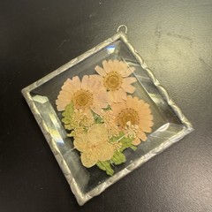 Sun Catcher Pressed Dried Flower Beveled Leaded Glass Cottage Core Gardening