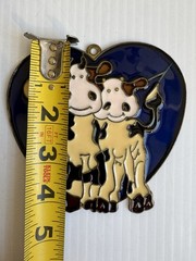 Vintage Cow Stained Glass Sun Catcher Colored Leaded Hanging Window Ornament