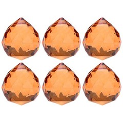 6-Pack Crystal Ball Prisms, 33.5mm/1.32 Inch Pendant Hanging [Amber]