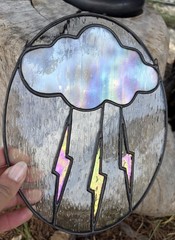 Thundercloud Stained Glass Sun Catcher – Textured Glass, Iridescent Glass