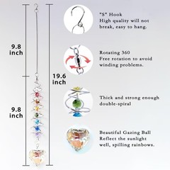 Big Heart Crystal Sun Catchers for Windows Hanging, Double-Spiral Design Gazi…