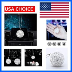 Bling Crystal Ball Car Rear View Mirror, Rhinestone Home Decor Ornament, Crys…