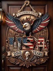 America Years Patriotic Print Wall Sign with Rope