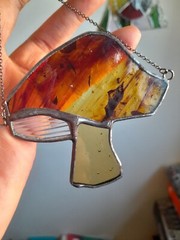 Stained glass Multi mushroom suncatcher ornament woodland cottagecore Bohemian