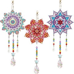 Macarrie 3 Pack Diamond Painting Suncatcher Vintage Style, Pink, Purple, Blue