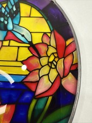 Joan Baker Designs Handpainted Stained Glass Hummingbird Suncatcher Metal Frame