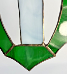 Stained Glass CHRISTMAS Candle Holly Sun Catcher Ornament VTG 6.4”x 4.5”