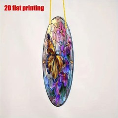 Vintage Butterfly Floral Round Acrylic Suncatcher Window Home Holiday Decor Gift