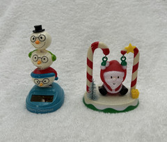 Solar Powered Dancing Toy – Christmas Stacked Snowmen & Swinging Santa Lot of 2