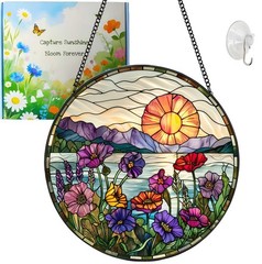 Sizavi Wildflower Sun Catcher California Poppy Stained Glass Suncatchers 7.87