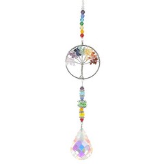 Crystal Suncatchers Gourd Round Hanging Tree of Life Prisms Drop Pendant Silver