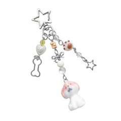 Soft Flocking Korean Couple Dog Pendant Keychain for Mobile Devices and Keys